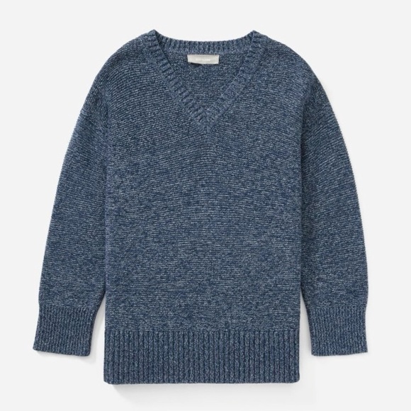 EVERLANE The Link Stitch V Neck Sweater Blue Small - Picture 6 of 12